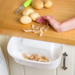 White Plastic Kitchen Storage Basket, Hanging, Can Be Used as Trash Bin, Cabinet Top Storage Basket, or Drawer Door Basket